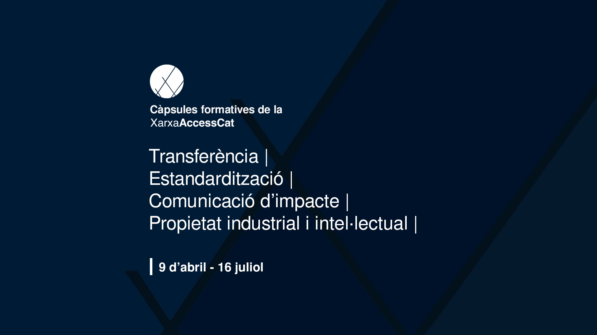 Cápsulas formativas de la Red AccessCat. Descubre más sobre transferencia, estandarización, comunicación de impacto y propiedad industrial e intelectual