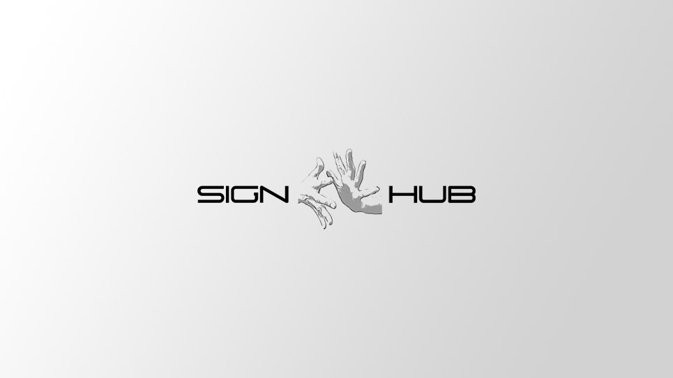 Logotip del sign hub, amb dues mans signant. 