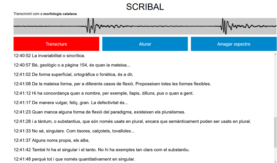 Captura de pantalla con un espectrograma y un sintetizador