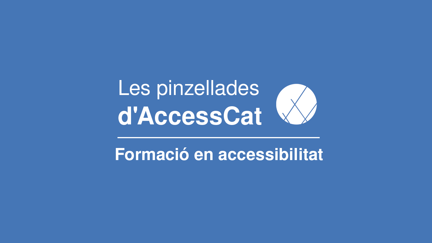 Portada de Les pinzellades d'AccessCat, amb el títol i el logo en blanc sobre un fons blau