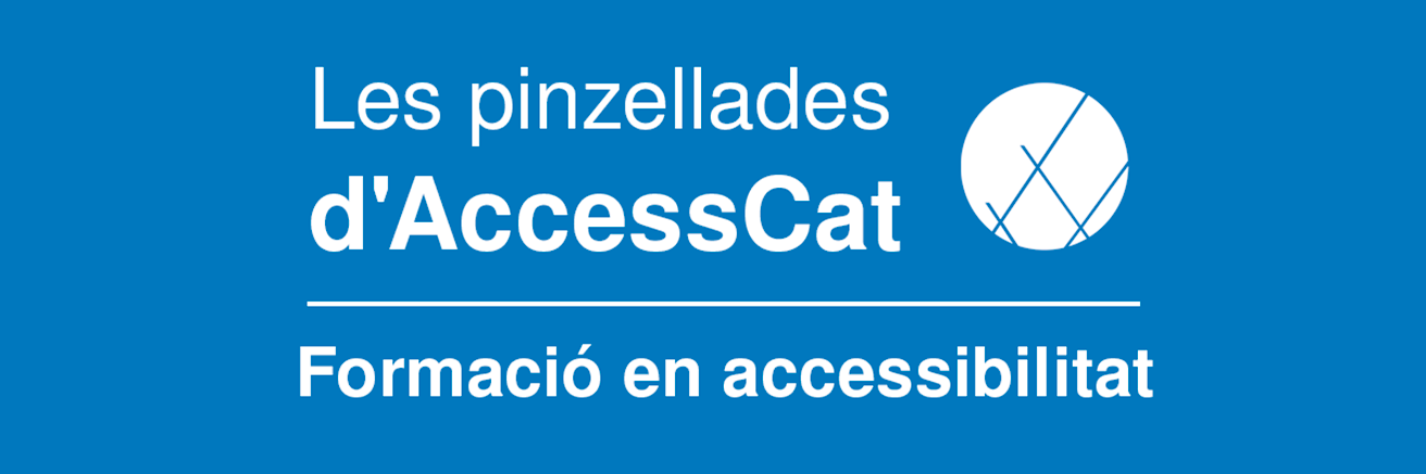 Portada de Les pinzellades d'AccessCat, amb el títol i el logo en blanc sobre un fons blau